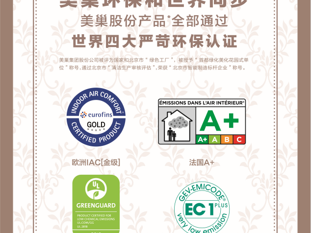 美巢集團(tuán)股份產(chǎn)品全部通過(guò)世界四大嚴(yán)苛環(huán)保認(rèn)證